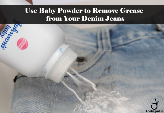 use powder to remove grease from denim