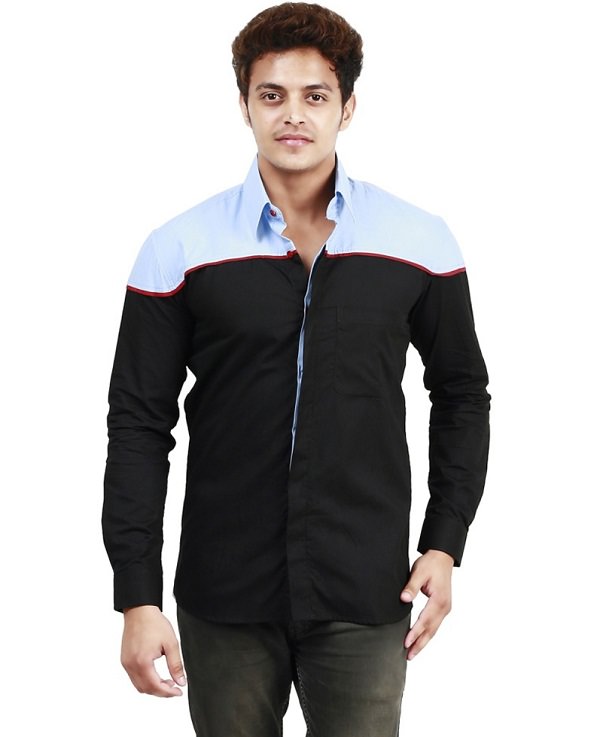 black blue solid casual shirt