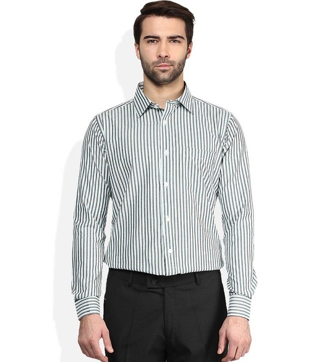 gray striped formal shirt