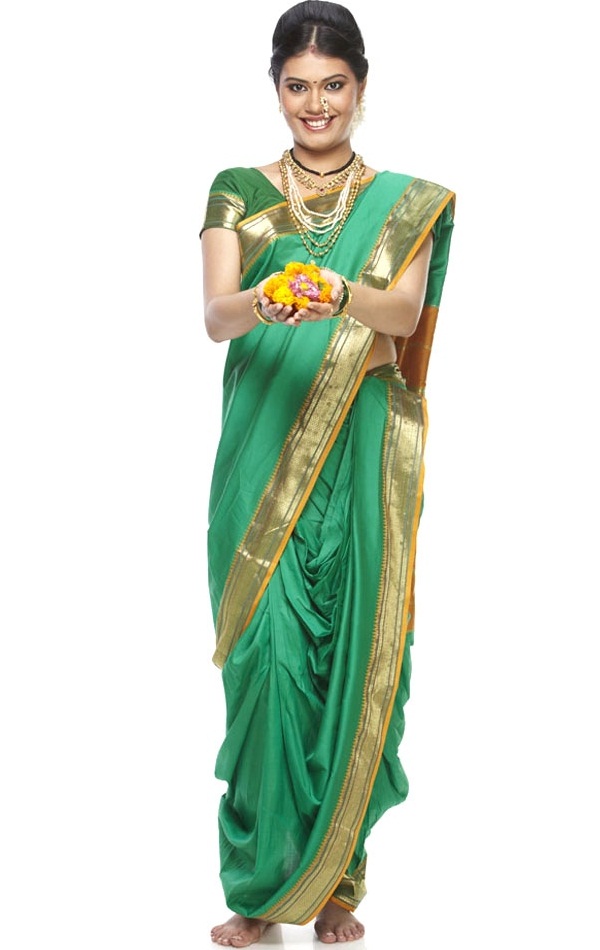 lugade or nauvaree a nine yard maratha saree of maharasthra, indian dresses state wise list