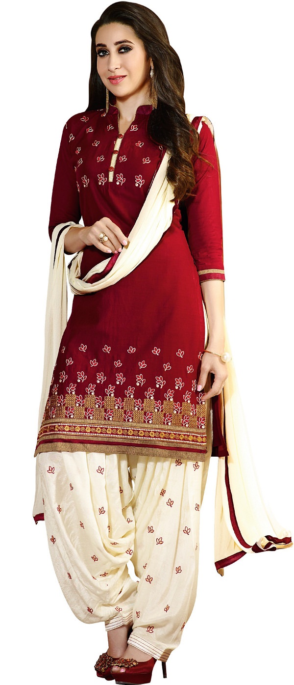 karishma kapoor maroon embroidered salwar suit