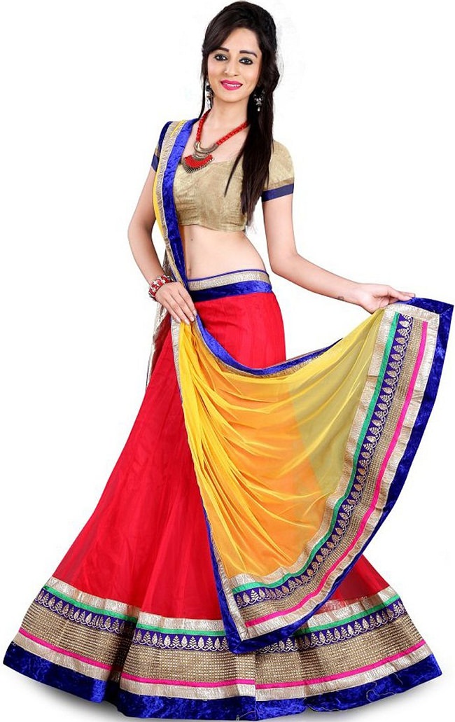 multicolor net lehenga choli