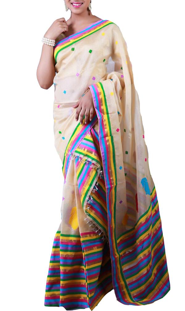off white raw tussar silk saree, dresses of india state wise 