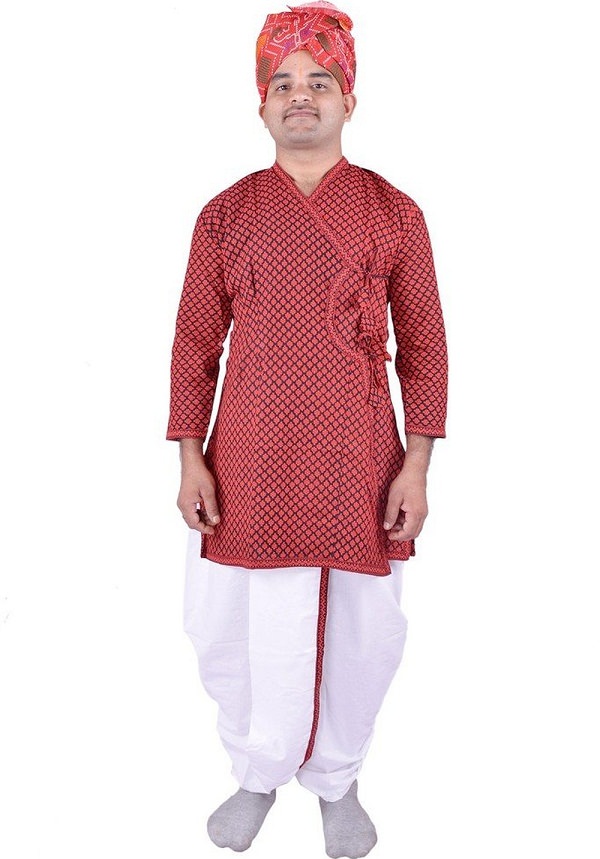 rajasthani traditional angrakha pattern dhoti kurta set