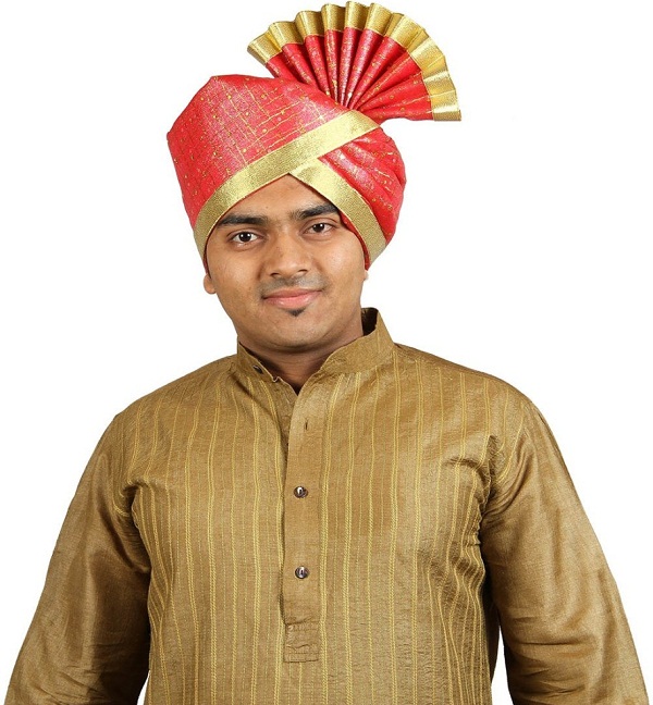 red solid polyester pagri of maharashtra