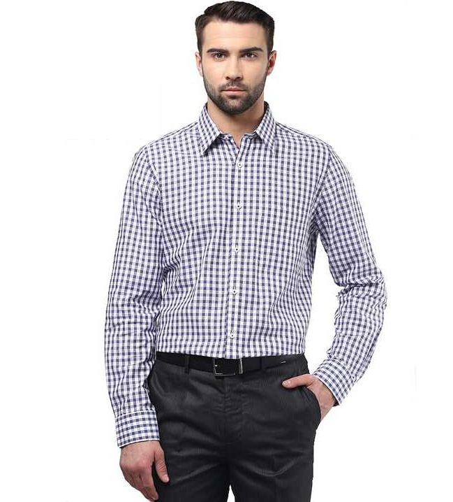 white blue checked formal shirt