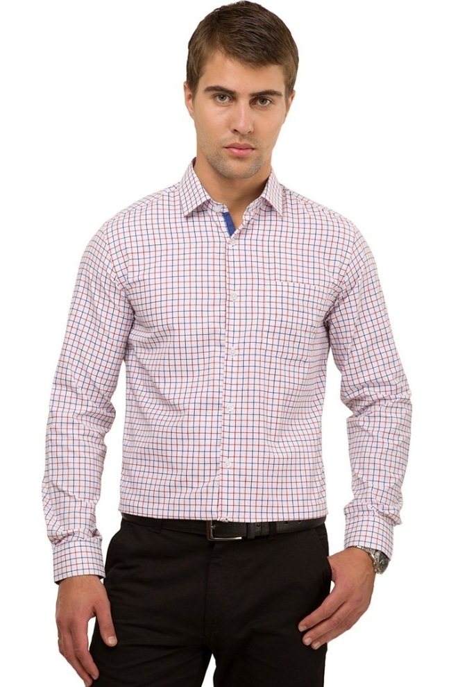 white checked formal shirt