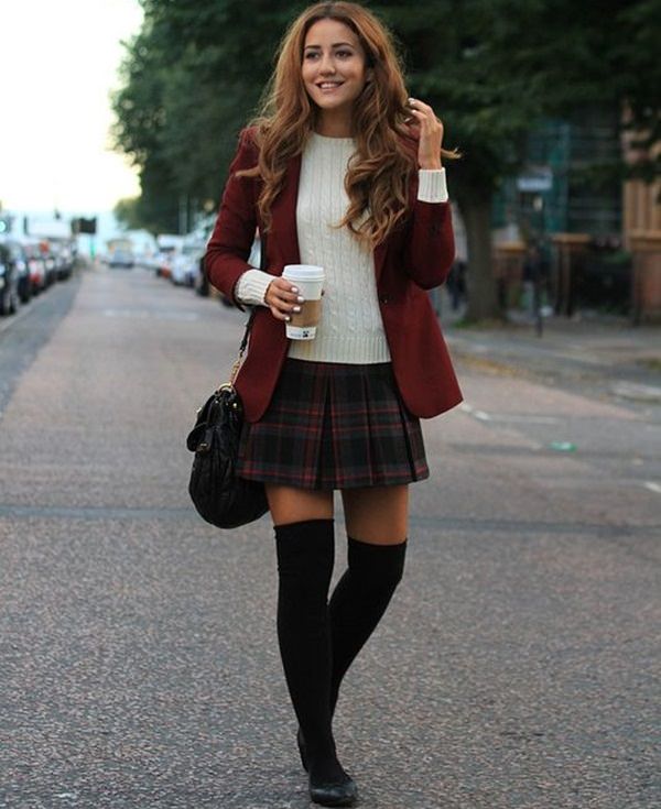 sweater knit top with mini skirt