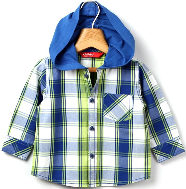 beebay blue checks hooded shirt