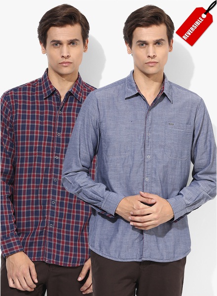 lee red blue checked reversible shirt