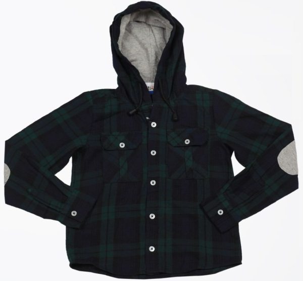 people navy blue checks hooded shirt