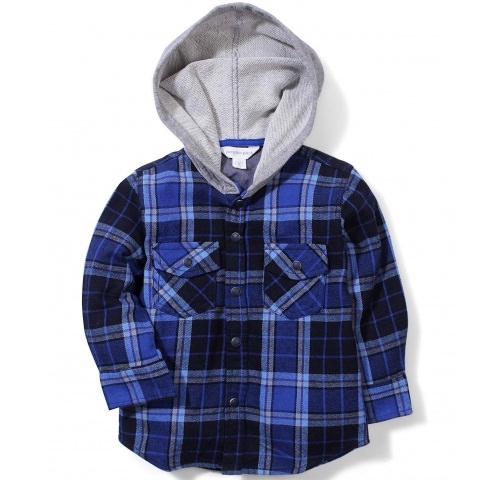 pumpkin blue checked hooded shirt