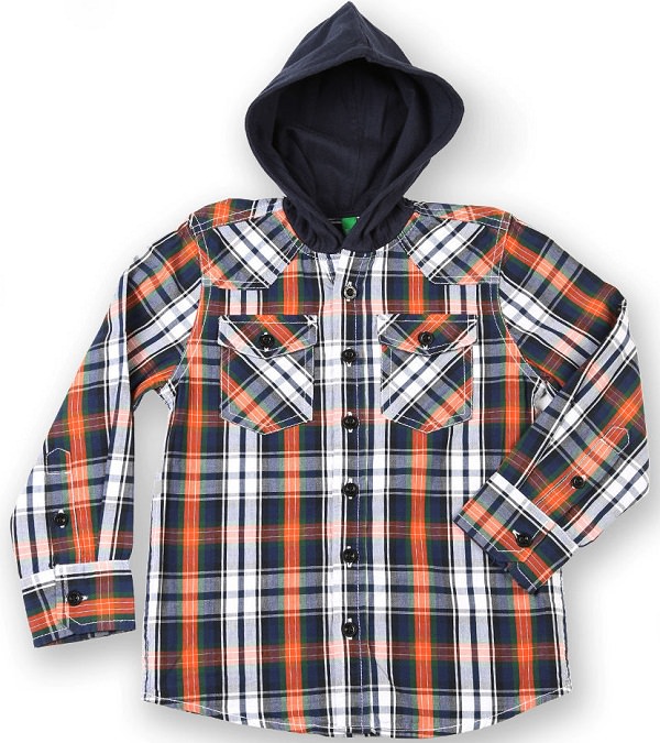 united color of benetton blue checks hooded shirt