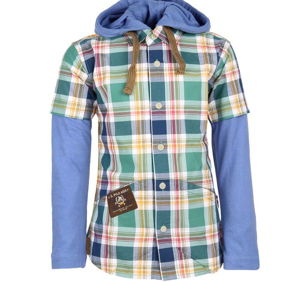 uspolo assn multicolor checked hooded shirt