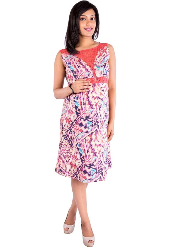 multicolor sleeveless marble print maternity dress 