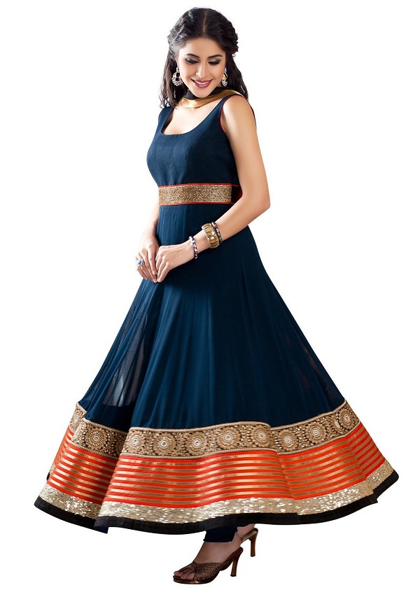 Blue Color Long Anarkali Frock Suit