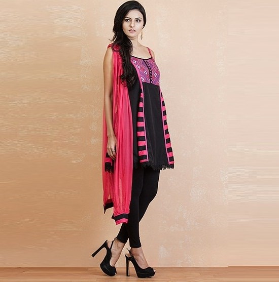 Yepme Liza Black & Pink Frock Style Salwar Suit