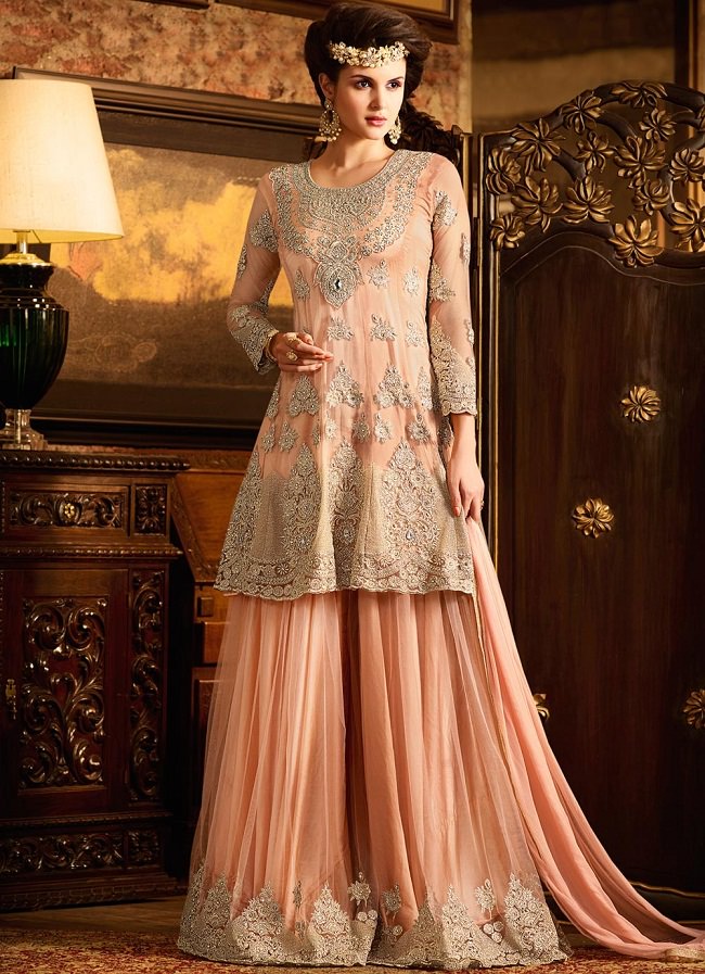 partywear palazzo suits, punjabi suits with palazzo pants, new fashion in palazzo suits