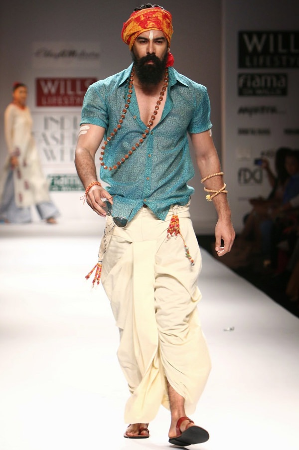 Dhoti with Sheer Shirt and Head Wrap