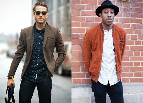 Shirts worn under jackets can be worn untucked, tuck or untucked shirt with sweater