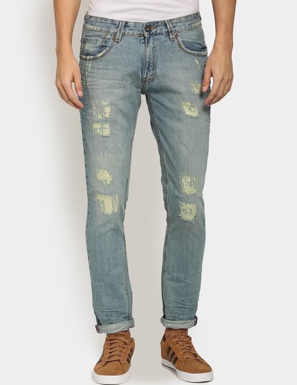 abof light blue slim fit distressed jeans