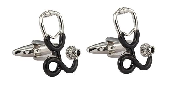 Knighthood Black Stainless Steel Stethoscope Cufflinks