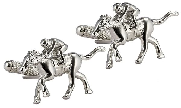 Knighthood Metal Horse Racing Silver Cufflinks