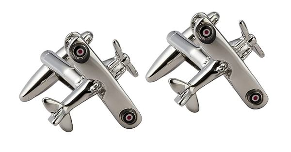 Knighthood Silver Toned Spitfire Plane Cufflinks