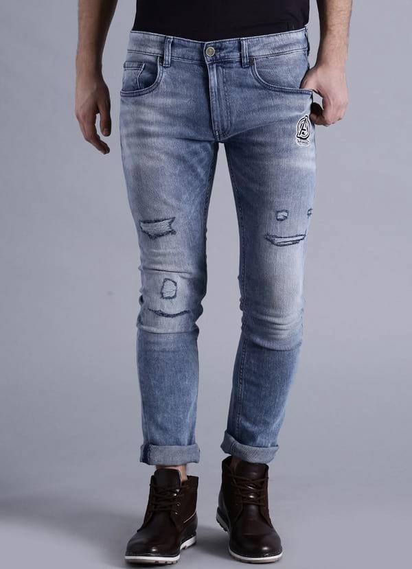 kook n keech blue cotton ripped jeans