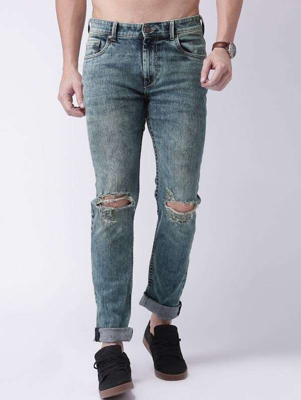 moda rapido blue mid rise slash knee jeans