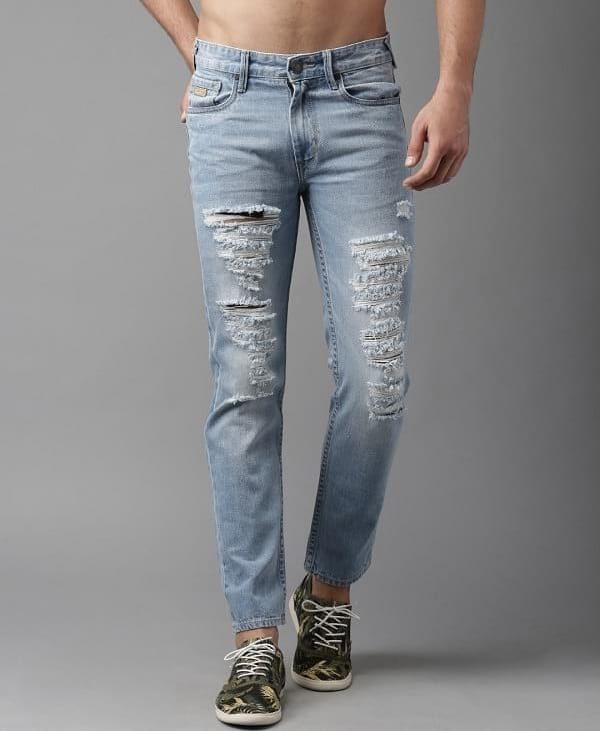 moda rapido light blue slim fit ankle-length jeans