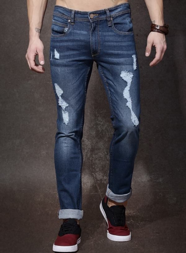 roadster blue cotton mid rise slim fit jeans