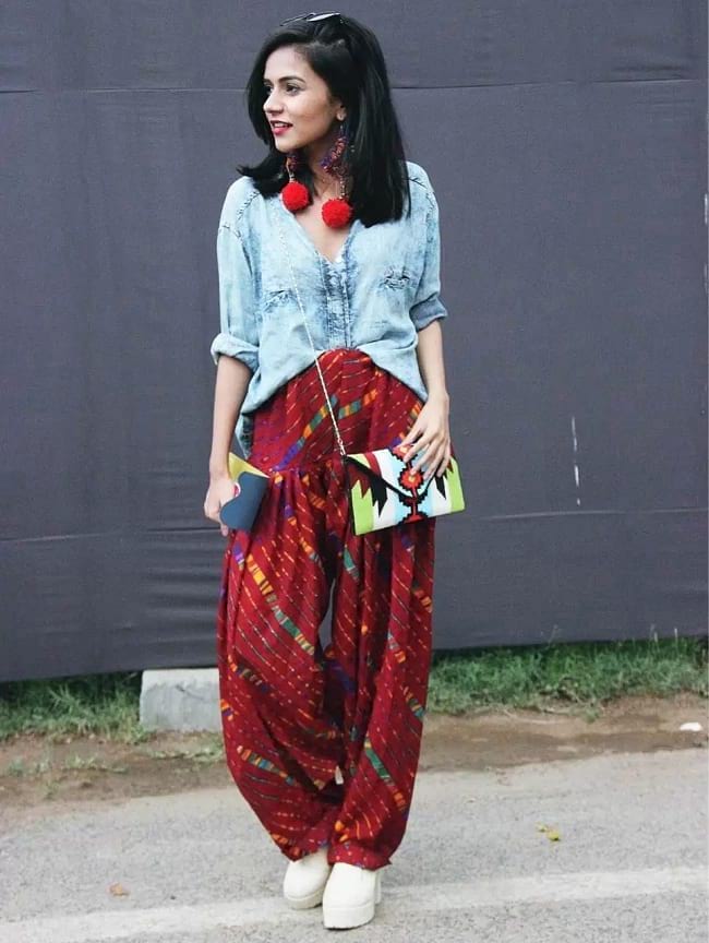 create the fusion like fashion pro by pairing salwar with denim top