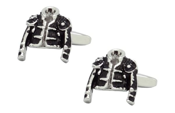 The Tie Hub Black & Silver-Toned Cufflinks in Jacket Style