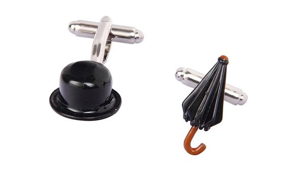 Tossido Black Metal Cufflinks with Umbrella & Hat Shape