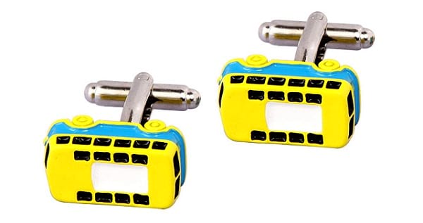 Tossido Pair of Yellow Bus Shaped Cufflinks