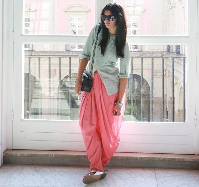 create the fusion like fashion pro by pairing tulip top with dhoti pants