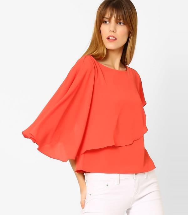 and orange top with cape overlay top types for women