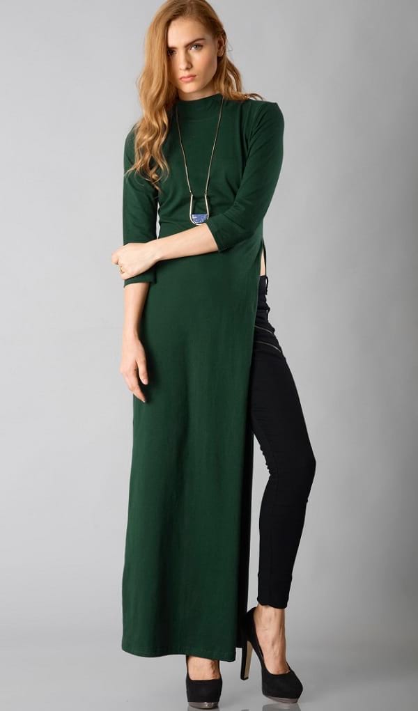 faballey green solid jersey maxi top Longline Top, maxi top, top types for women