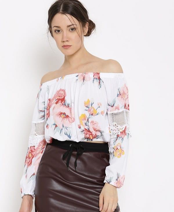 forever 21 rayon floral off-shoulder top Different Types of Tops for Women