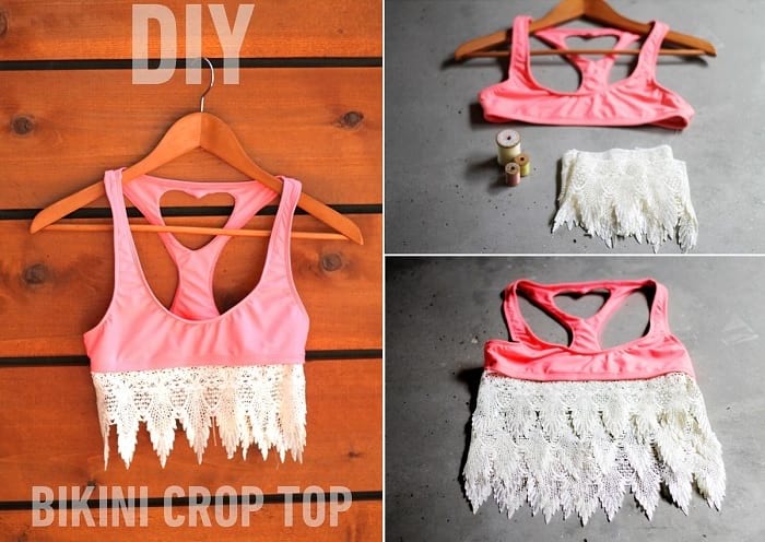 diy bralette crop top, creative lace ideas 