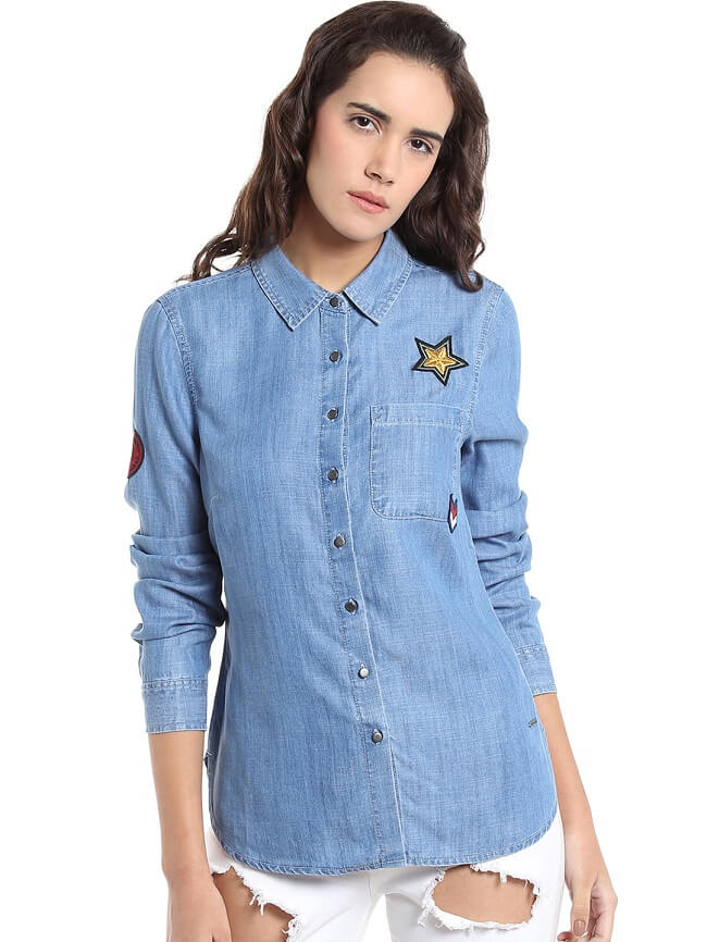 denim shirts for womens online india