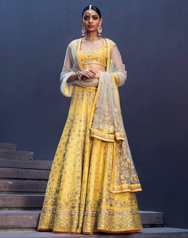 Yellow & Golden Look Designer Wedding Lehenga