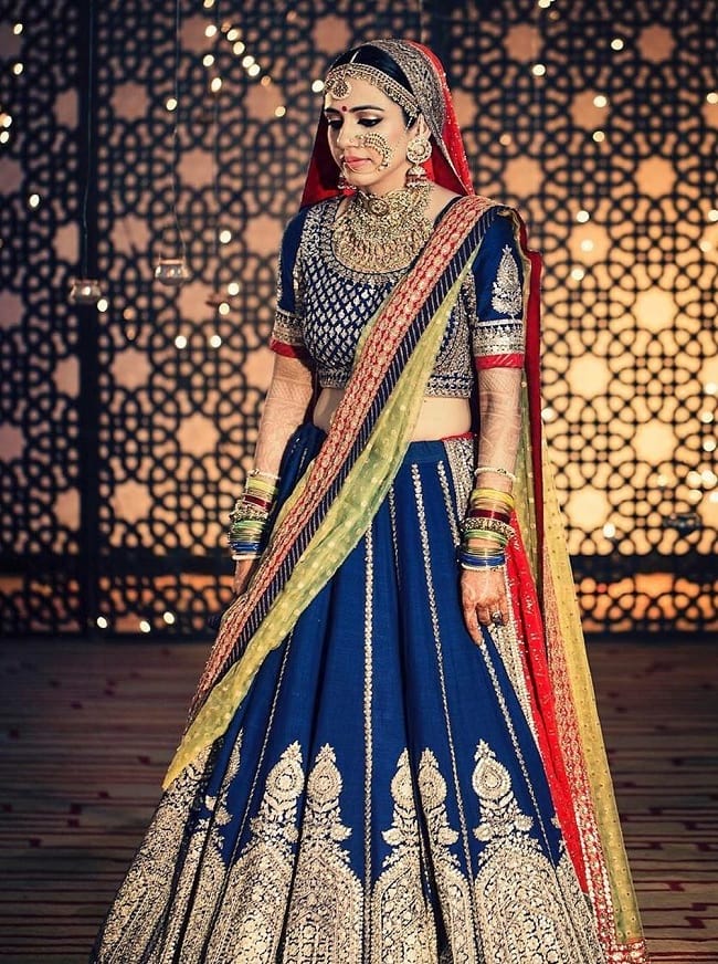 Navy Blue Wedding Kalidar Lehenga Choli Online