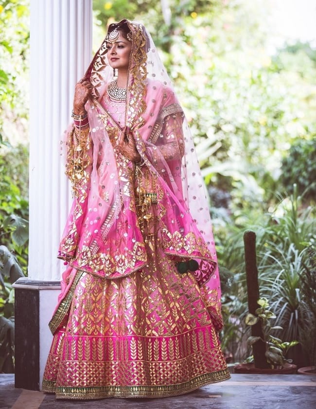 Pink & Golden Embellished Bridal Lehenga Collection