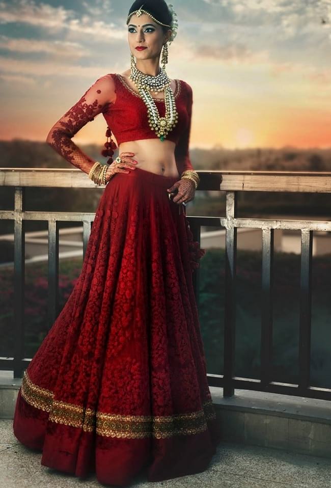 Maroon Sophisticated Look With This Bridal Lehengas