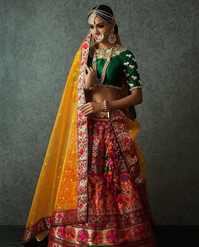 Multi Color Cotton Silk Embroidered Lace Work Eye Catching Lehengas