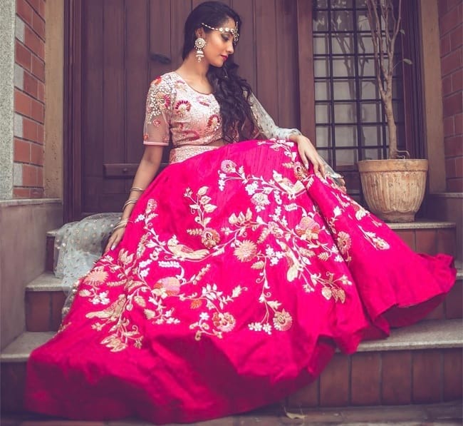 Pink Cotton Silk Heavey Embroidered Fashion Ka fatka Bridal Lehenga