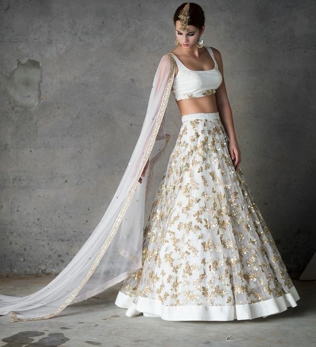 White Net Lace Work CharmFull Bridal Lehengas Choli