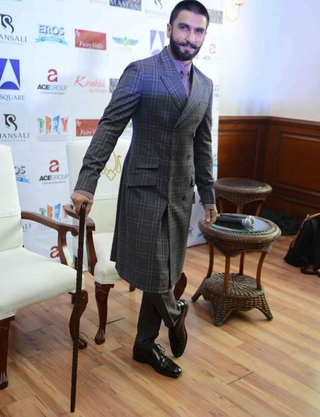 rajwadi look in gray checked long suit 